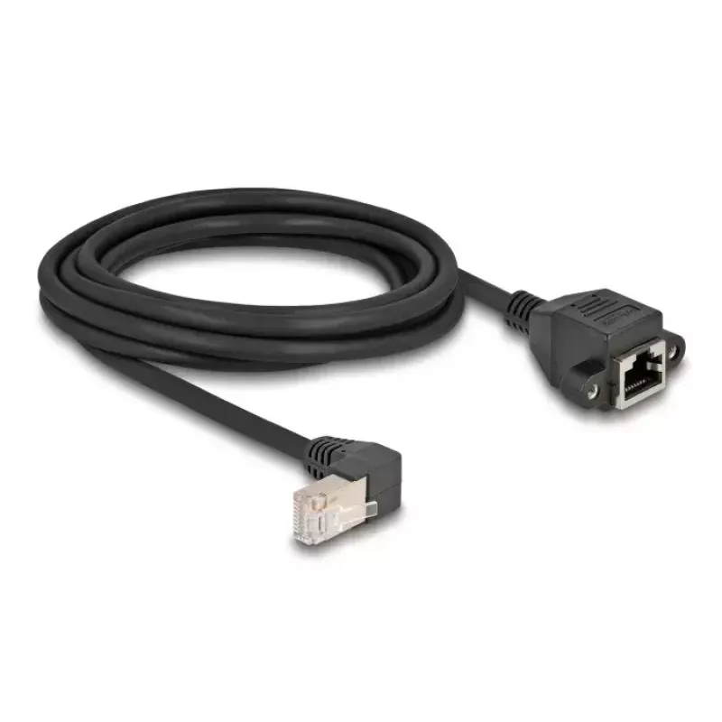 Cabo de extensão de rede DeLOCK S/FTP RJ45 90° inclinado para RJ45 Cat.6A 3 m preto
