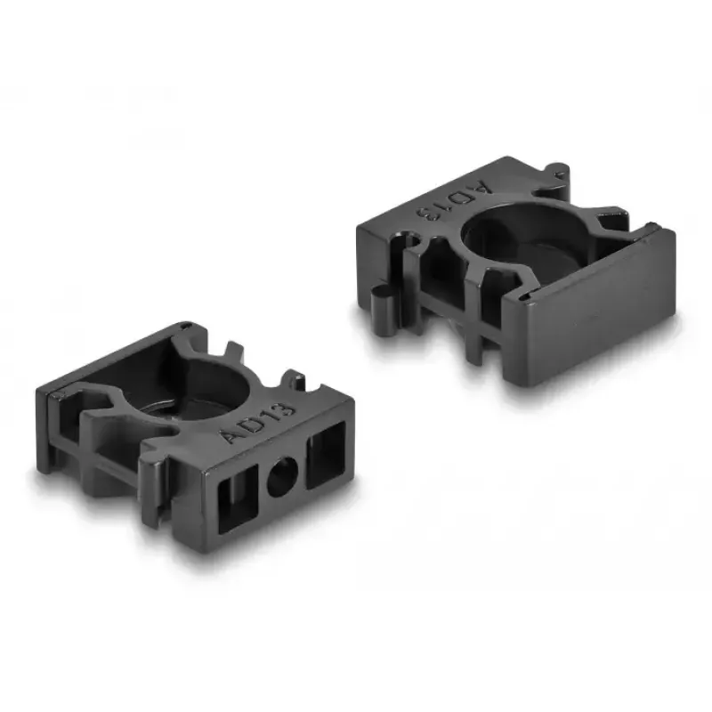 Delock 60482 Suporte para tubo de cabos com clipe de bloqueio, 13 mm, 8 un., preto