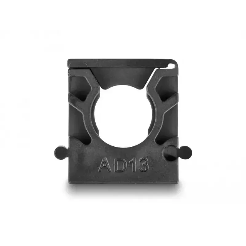 Delock 60482 Suporte para tubo de cabos com clipe de bloqueio, 13 mm, 8 un., preto