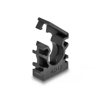 Delock 60482 Suporte para tubo de cabos com clipe de bloqueio, 13 mm, 8 un., preto