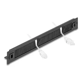 Régua de escovas DeLOCK 66552 preto metal 48 mm de largura 482 mm de profundidade 44,4 mm de altura