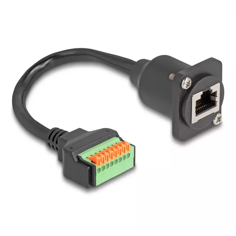 DeLOCK 88153 Adaptador de cabo RJ45 barra de terminais de 8 pinos preto