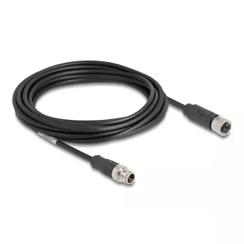 Cabo de rede DeLOCK M12 X-codificado 8 pinos macho para fêmea Cat5e 5 m preto