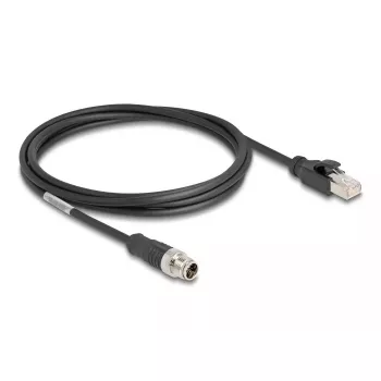 Cabo de rede DeLOCK M12 X-codificado 8 pinos macho para ficha RJ45 Cat5e 2 m preto