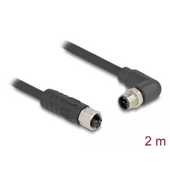 Cabo de sensor/atuador DeLOCK 80529 2 m RST M12 preto