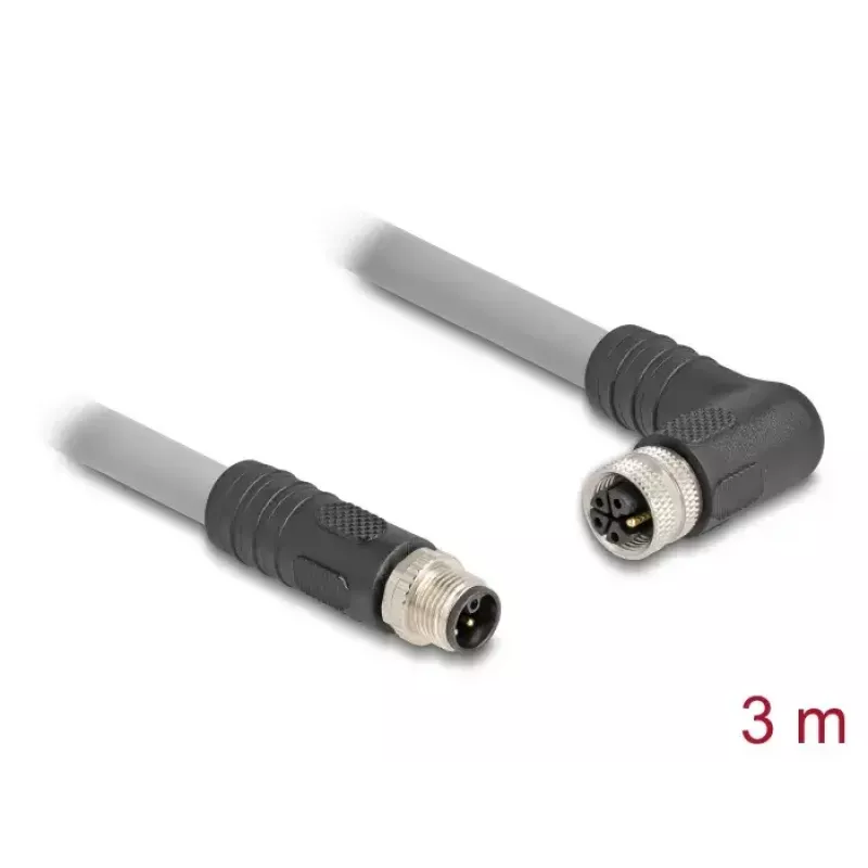 Cabo de sensor/atuador DeLOCK 3 m RST M12 cinzento 80544