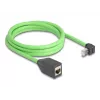 Cabo de rede DeLOCK RJ45 Cat.6A ficha macho angulada para cima para conector fêmea 2 m verde