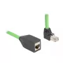 Cabo de rede DeLOCK RJ45 Cat.6A ficha macho angulada para cima para conector fêmea 2 m verde
