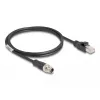Cabo de rede DeLOCK M12 codificado X de 8 pinos ficha macho para ficha macho RJ45 Cat5e 1 m preto