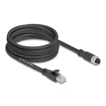Cabo de rede DeLOCK 80594 M12 para RJ-45 Cat5e 5 m preto
