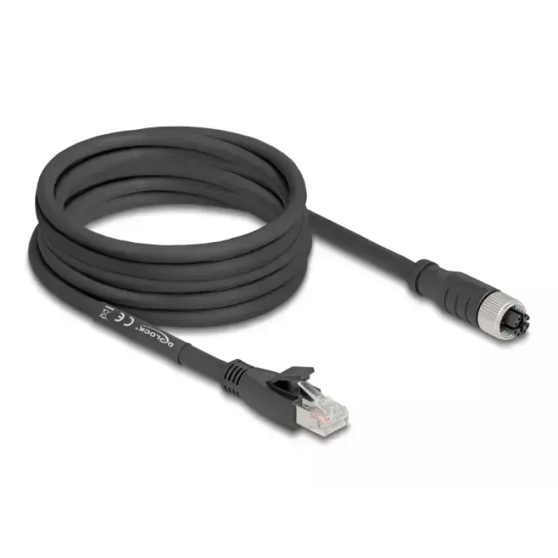 Cabo de rede DeLOCK 80594 M12 para RJ-45 Cat5e 5 m preto