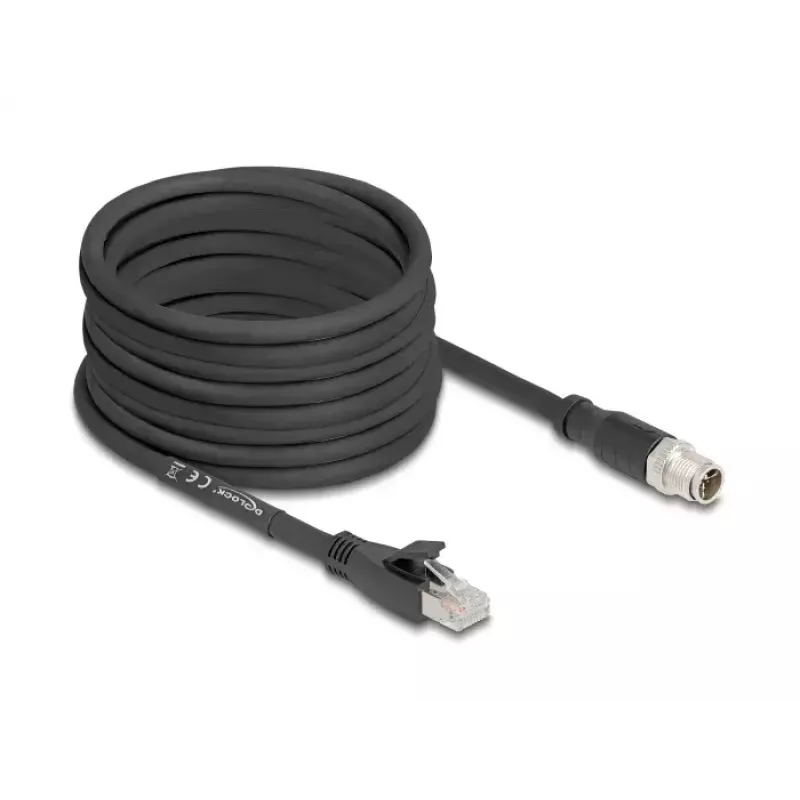 Cabo de rede DeLOCK 80586 M12 para RJ-45 Cat5e 10 m preto