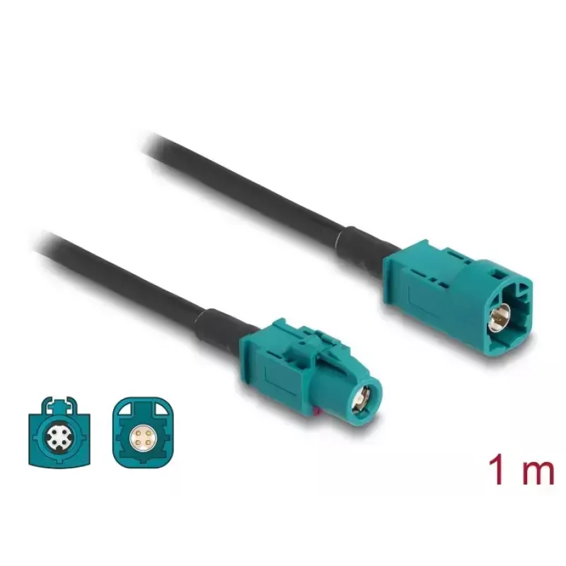 Cabo coaxial DELOCK 90679 — HSD Z para HSD Z, 1 m, preto/azul