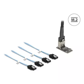 Placa adaptadora DELOCK interna M.2 para Mini-SAS 64260, host M.2, saída Mini-SAS, JMicron JMB585, preto, LED