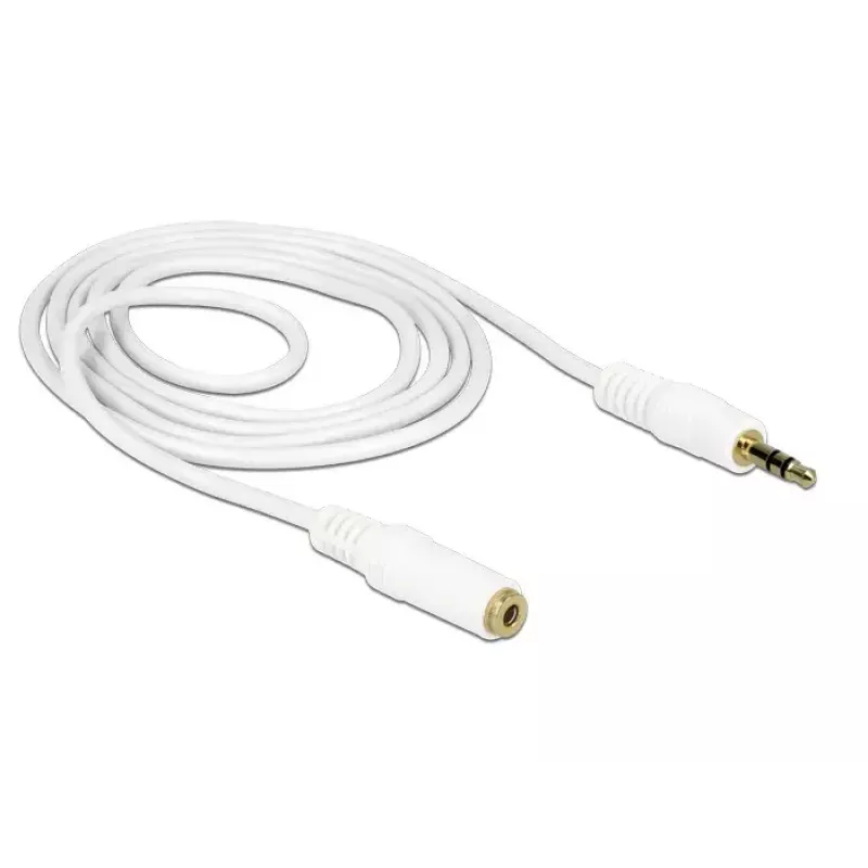 Cabo de áudio 3,5 mm ficha macho para conector fêmea DeLOCK 83765 1 m branco
