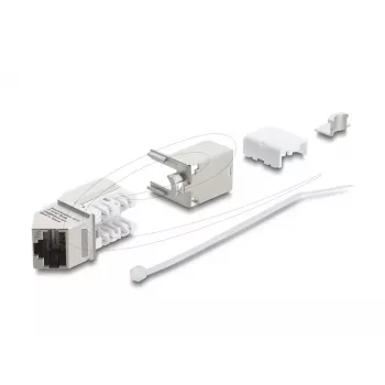 Módulo Keystone DELOCK 90937 – RJ-45 Cat.6A blindado angular 90°, design plano, branco