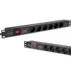Régua de tomadas para RACK 19 1U QOLTEC PDU 16A 6xSCHUKO 1,8m