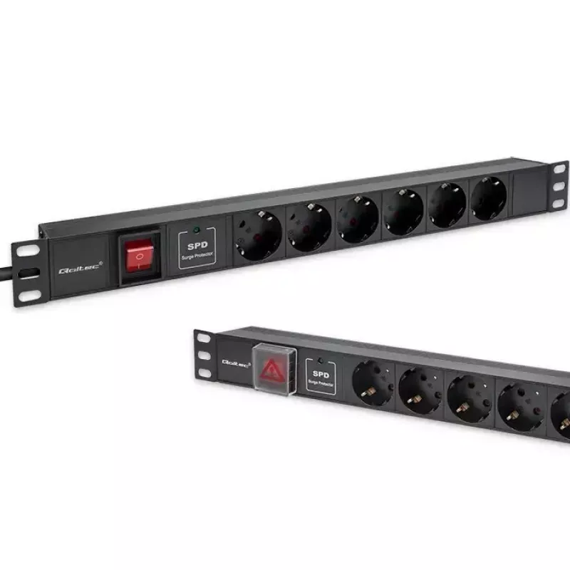 Régua de tomadas para RACK 19 1U QOLTEC PDU 16A 6xSCHUKO 1,8m