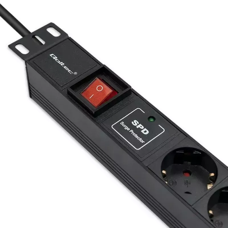 Régua de tomadas para RACK 19 1U QOLTEC PDU 16A 6xSCHUKO 1,8m