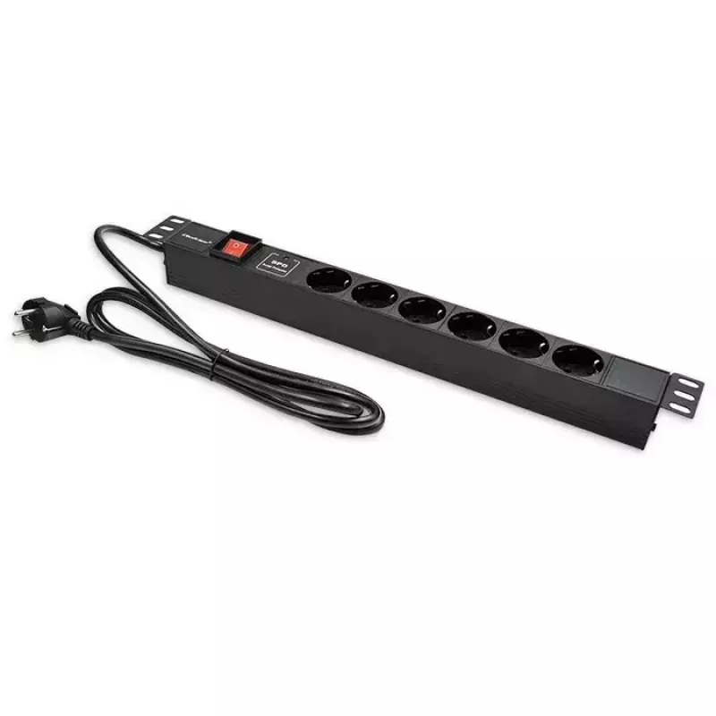 Régua de tomadas para RACK 19 1U QOLTEC PDU 16A 6xSCHUKO 1,8m