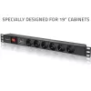 Régua de tomadas para RACK 19 1U QOLTEC PDU 16A 6xSCHUKO 1,8m