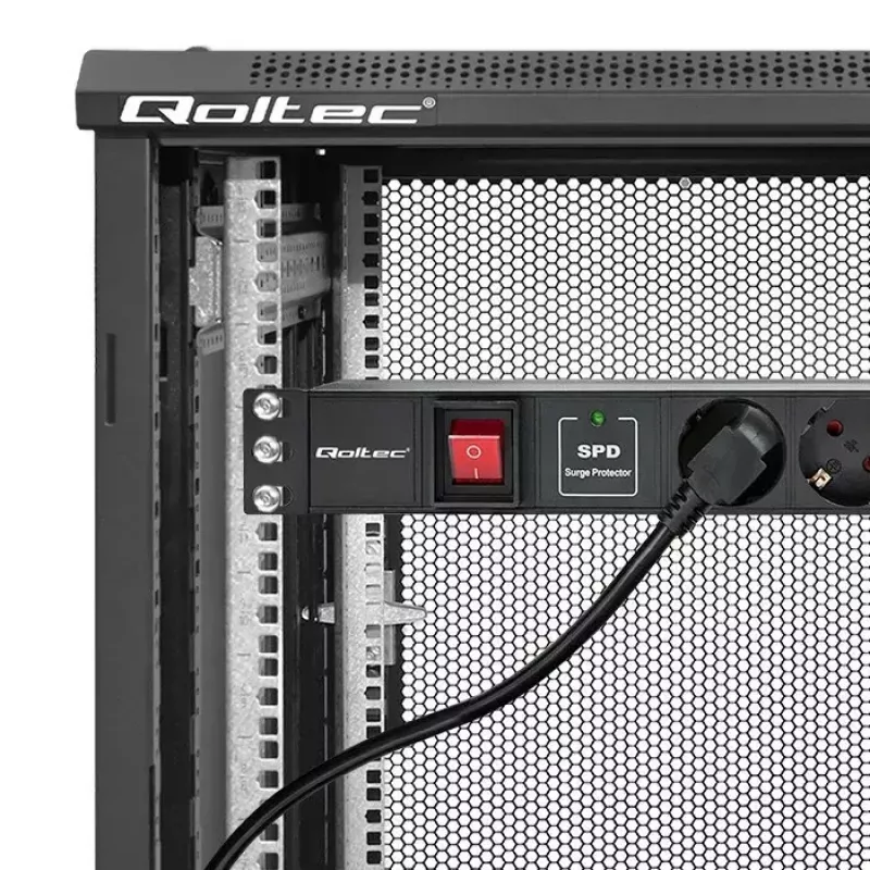 Régua de tomadas para RACK 19 1U QOLTEC PDU 16A 6xSCHUKO 1,8m