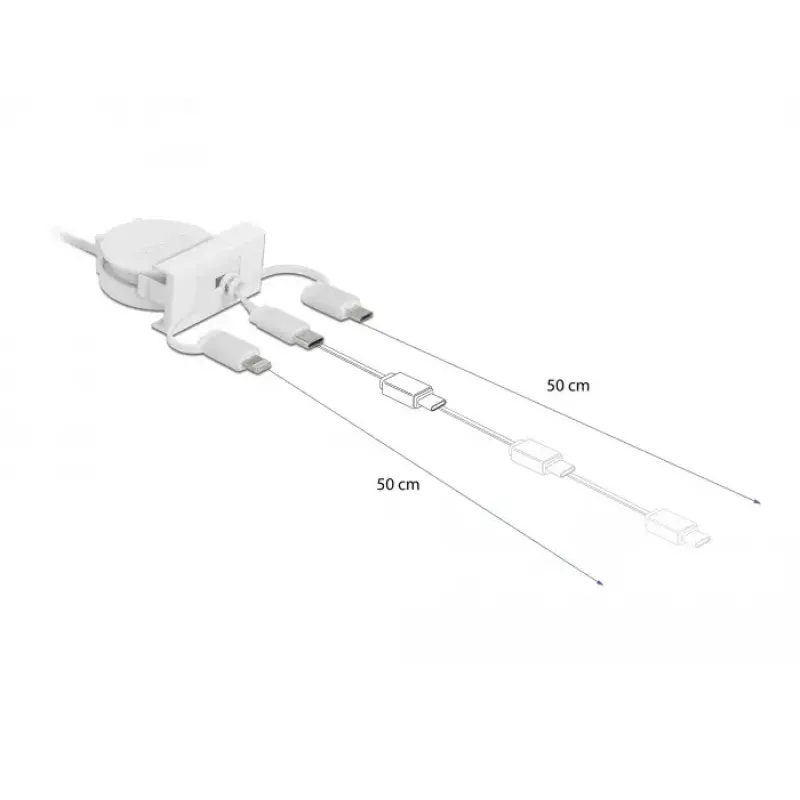 DeLOCK Easy 45 módulo USB 2.0 cabo retrátil 3-em-1 0,5 m