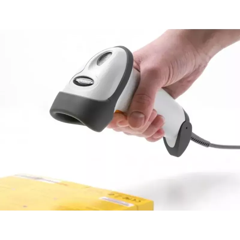 Leitor de códigos de barras USB DeLOCK 1D laser cinzento claro portátil com fio RJ-50