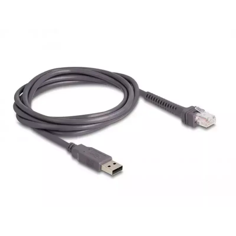 Leitor de códigos de barras USB DeLOCK 1D laser cinzento claro portátil com fio RJ-50