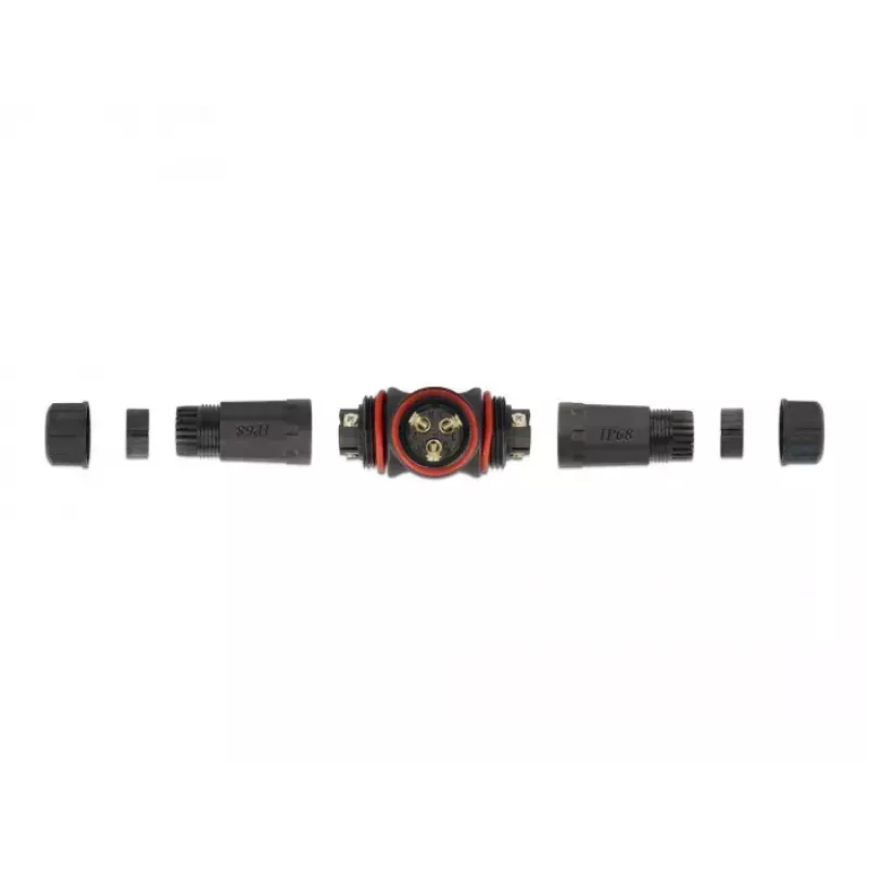 Delock 86917 Conector de cabo para exterior, em forma de T, 3 pinos, IP68, tipo parafuso, preto