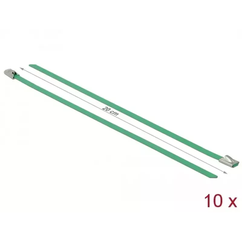 Abraçadeira de cabos DeLOCK 18801 aço inoxidável verde 200 mm 10 unid.