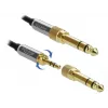 Cabo de áudio DELOCK 85836 — 1 m, 3,5 mm ficha macho para ficha macho, contactos dourados, AWG 28, preto