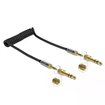 Cabo de áudio DELOCK 85836 — 1 m, 3,5 mm ficha macho para ficha macho, contactos dourados, AWG 28, preto