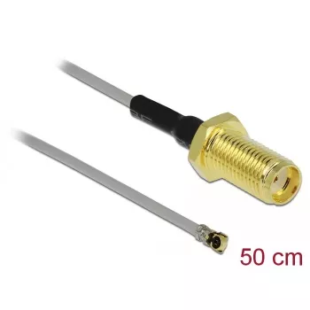 Cabo coaxial DeLOCK 90399 0,5 m SMA MHF preto dourado cinzento