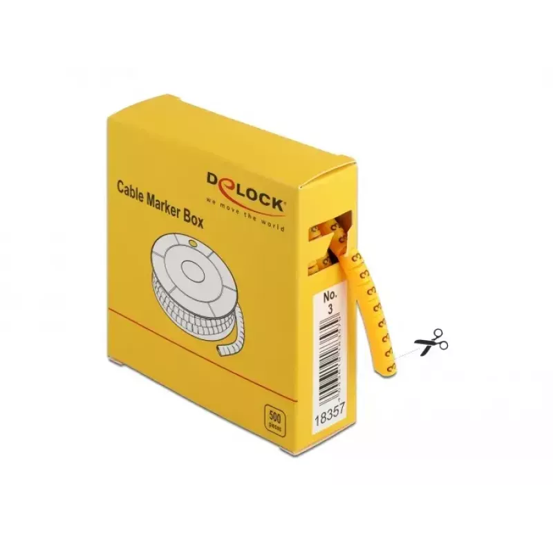 Marcadores de cabos DeLOCK 18357 amarelo 500 unid.