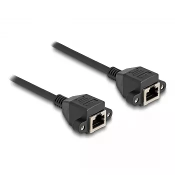 Cabo de extensão DeLOCK RJ50 fêmea para fêmea S/FTP 0,5 m preto
