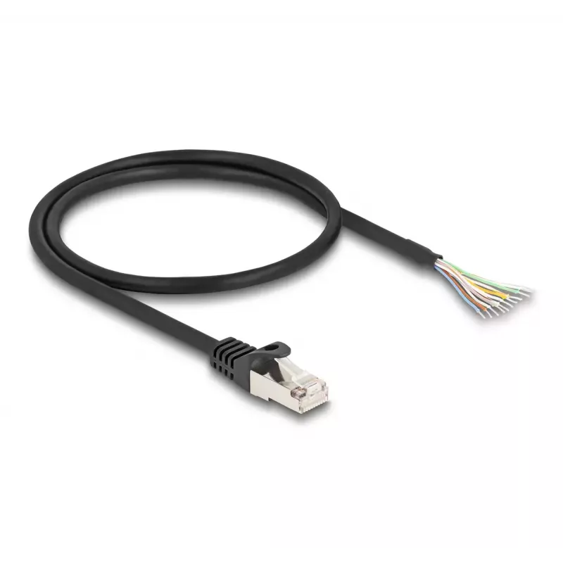 Cabo DeLOCK RJ50 macho para extremidades abertas S/FTP 0,5 m preto