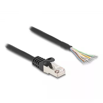 Cabo DeLOCK RJ50 macho para extremidades abertas S/FTP 0,5 m preto