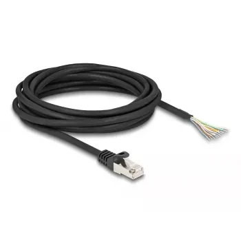 Cabo DeLOCK RJ50 macho para extremidades abertas S/FTP 5 m preto