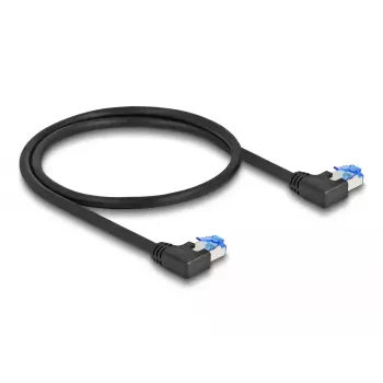 Cabo de rede DeLOCK RJ45 Cat.6A S/FTP angular à esquerda 0,5 m preto