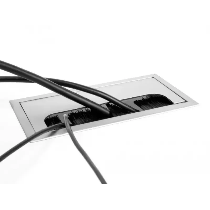 Passa-cabos DELOCK 66862 para secretária, prateado, 80×280×28 mm