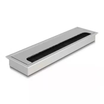 Passa-cabos DELOCK 66862 para secretária, prateado, 80×280×28 mm