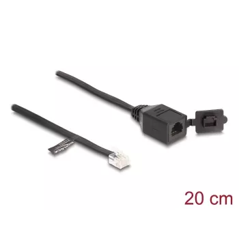 Cabo DeLOCK RJ12 macho para RJ12 fêmea 20 cm preto