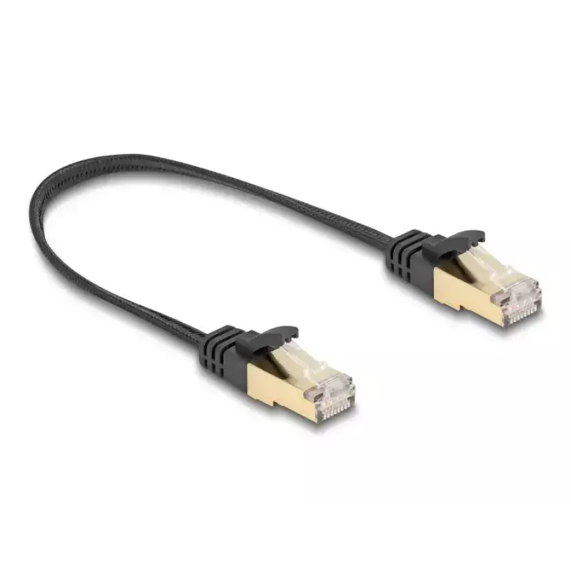 Cabo de rede DeLOCK RJ45 plano 0,25 m Cat6A preto