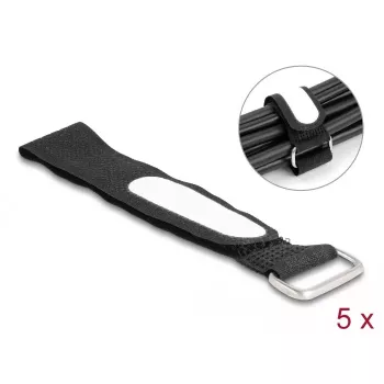 Abraçadeira de cabos com velcro DeLOCK 203x20mm preto 5 unid.