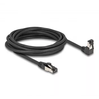 Cabo de rede DeLOCK RJ45 Cat.8.1 90° angular para baixo / reto 5 m preto
