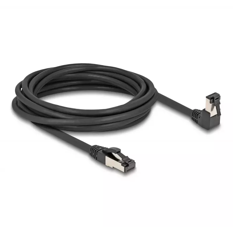 Cabo de rede DeLOCK RJ45 Cat.8.1 90° angular para baixo / reto 5 m preto