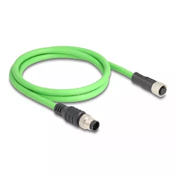 Cabo de rede DeLOCK M12 codificado A de 8 pinos macho para fêmea PUR (TPU) 1 m