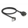 Cabo de extensão de rede DELOCK S/FTP RJ45 90° angular para RJ45 Cat.6A 0,5 m preto