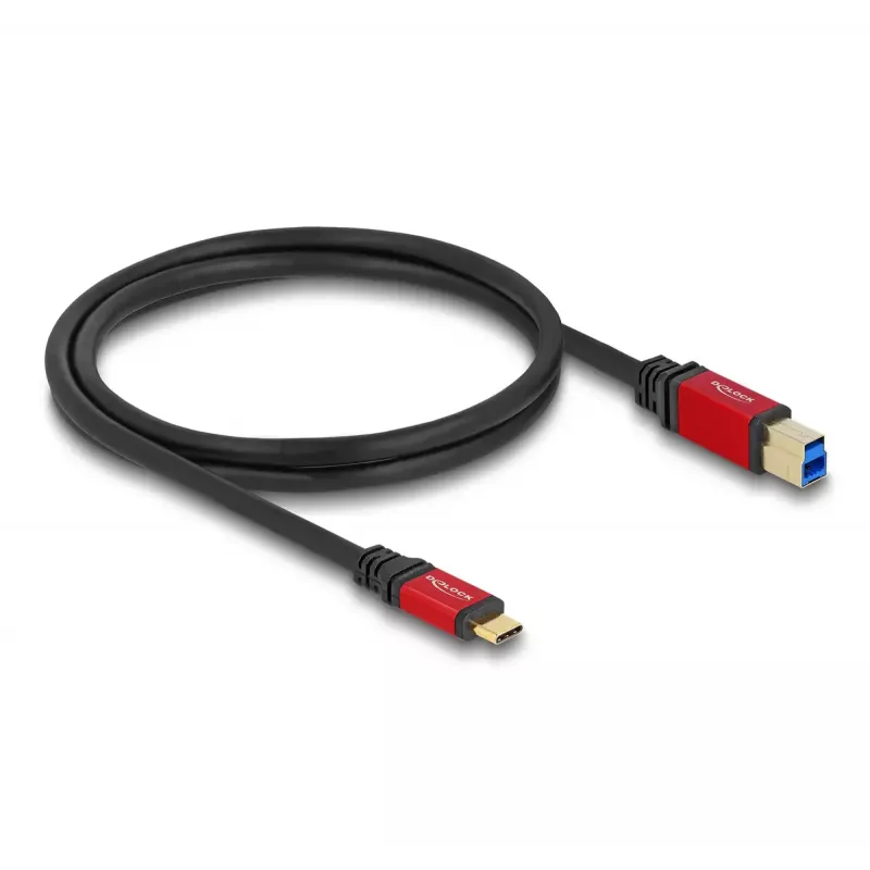 Cabo USB DeLOCK 80612 USB Type-C para Type-B 1 m 5 Gbit/s vermelho metal